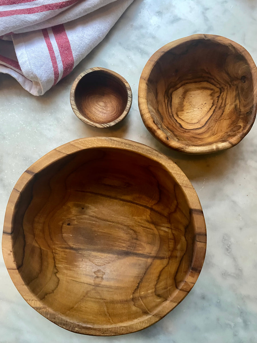 Olive Wood Nesting Snack Bowls