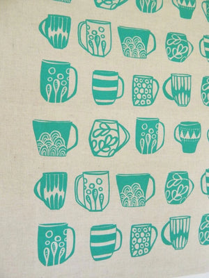 
                  
                    Load image into Gallery viewer, Coffee Mug Kitchen Tea Towel | Handcrafted by The High Fiber (Turquoise or Ruby)
                  
                